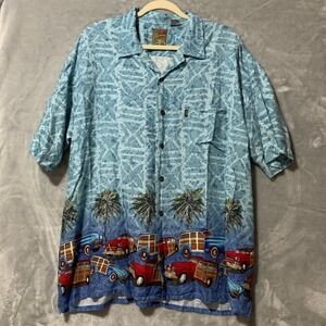 Pineapple Connection Best Brand XL Hawaiian Shirt Woodies Cars Palm Trees‎